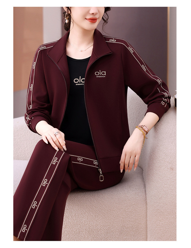 中老年跑步运动套装女2025年春秋洋气大码女休闲衣服妈妈气质外套|undefined