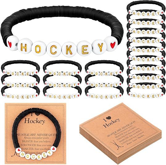 Cross-Border Hot Selling Sports Style Ice Hockey Soft Pottery Letter Bracelet Friendship Bracelet Gift for Friends