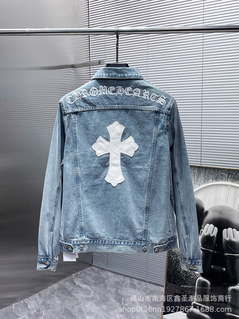 23 New Chrome Hearts Crowe Cotton Cowboy High-level Worker Washed Leather Cross Retro Trendy Men's Outside