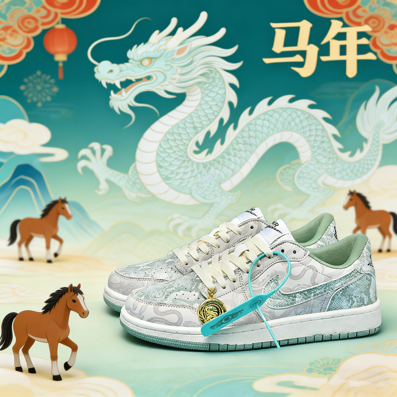 Student Putian Aj Men's Shoes Year of the Horse Limited Edition Shoes Dunk Sneakers Air Force 1 Af1 Unleashed Series Embroidered Sneakers