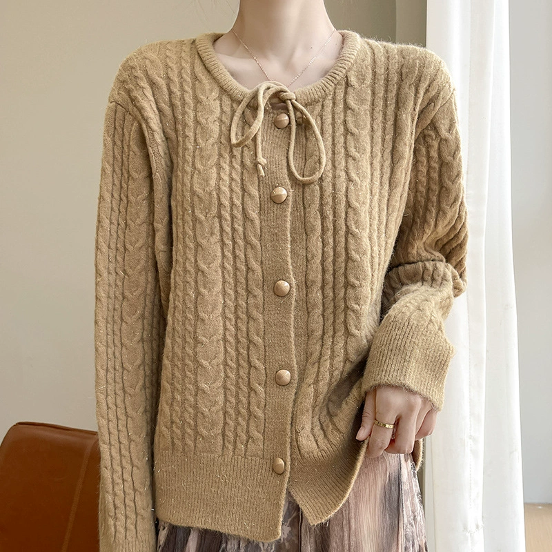Demi-season cardigan with a round collar, sweater, design jacket, oversize, trend of season