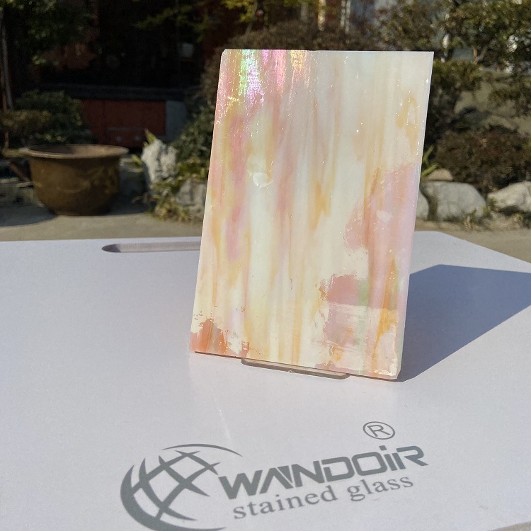 【厂家直销】彩色玻璃   珠光幻彩 杏黄色纹路玻璃【OPAL 15】