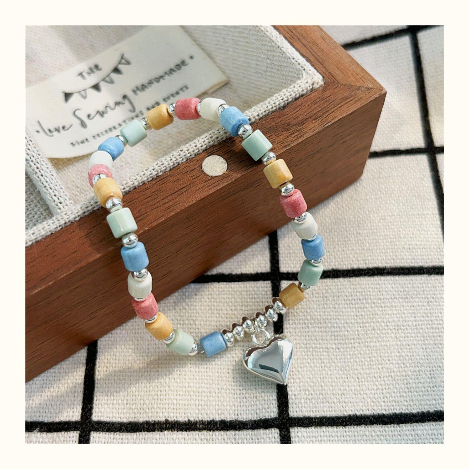 Sweet Heart Shape Beaded Beaded Women's Bracelets Necklace display picture 4