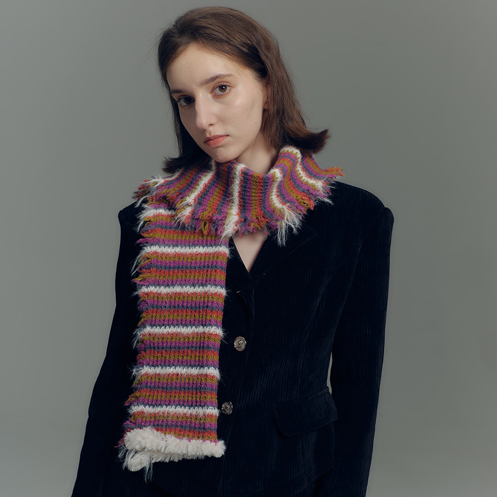 Design gefühl hand-genäht rand Amerikanischen vintage patchwork farbe wolle rand lose gestreiften gestrickten schal frauen winter atmosphäre gefühl wolle lätzchen_voghion.com