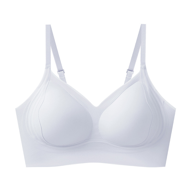 Bra de soporte suave de doble capa de elevación de pecho grande para mostrar ropa interior pequeña para mujeres sin anillo de acero para evitar la caída sin signos de pechos colaterales para mujeres