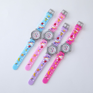 New Spot Cartoon Girl Rainbow Pony Children's Watch Silicone Student Quartz Watch Wholesale Dropshipping