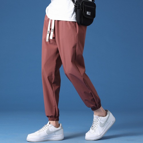 Men's 2025 Spring and Summer 9-inch Straight-leg Athletic Pants Ice Silk Loose Casual Bottoms