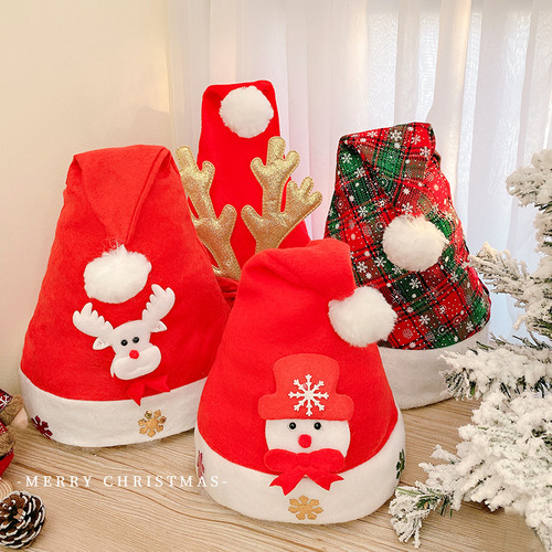 Christmas hat, Santa hat, deer antler hair clip, cute forest-style hair accessory, glowing hair clip, small gift, Christmas decoration