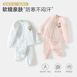 宝宝保暖内衣婴儿衣服新生幼儿夹棉秋衣秋裤两件套儿童秋冬季套装