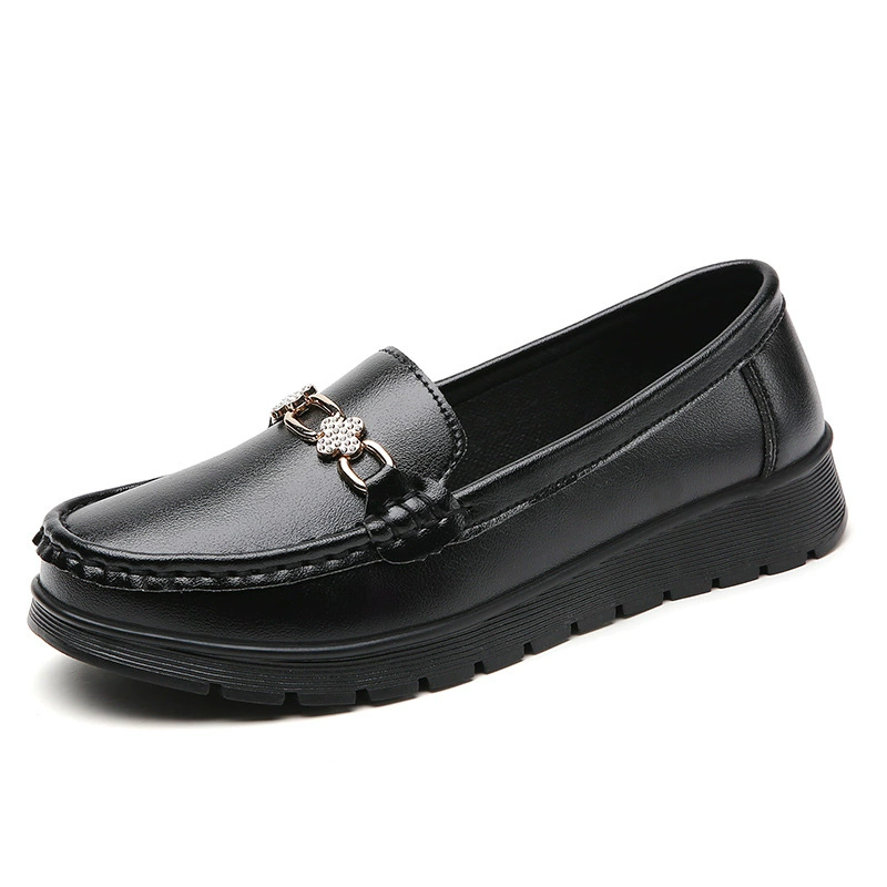 Износостойкие mother's loafers из натуральной кожи с мягкой подошвой - серый/молочный/черный/априкосовый
