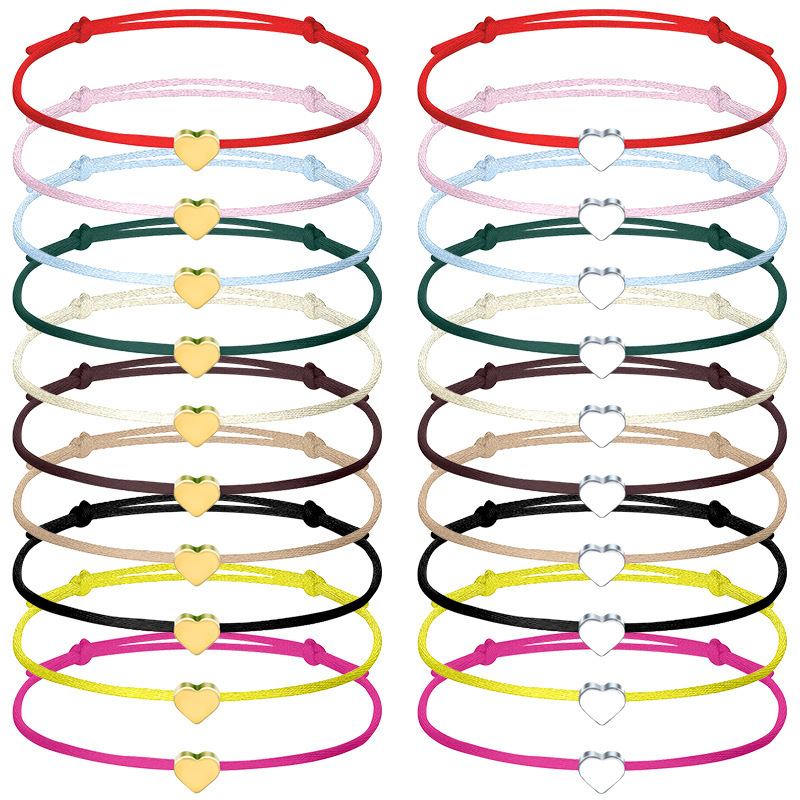Zhuang Zhou's new cross-border explosions simple multi-color adjustable bracelet lucky love-shaped ten-color woven hand rope manufacturers