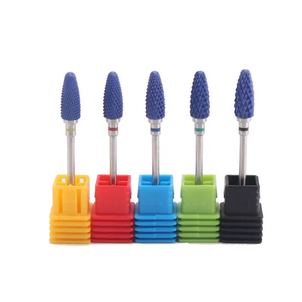 Cross-Border Manicure Ceramic Grinding Head Blue Corn Bullet Flame Type Electric Grinder Drill Bit Ceramic Grinding Head