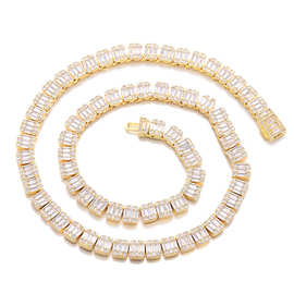 欧美跨境饰品8mm翻盖扣混镶锆石冰糖链潮流百搭精致项链男女同款