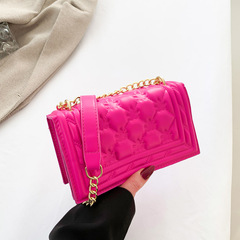 法式潮流菱格壓花簡約通勤小方包2024早春新款韓版時尚單肩斜挎包