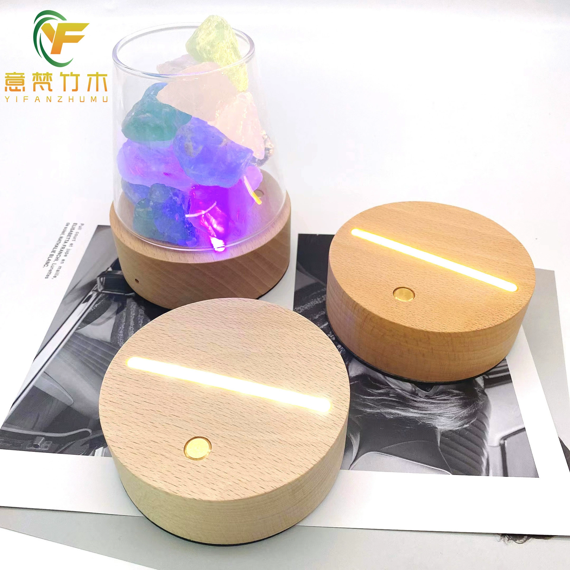 Деревянная светящаяся подставка для ночника, деревянная основа для светодиодного ночника, акриловое освещение, DIY светящаяся подставка