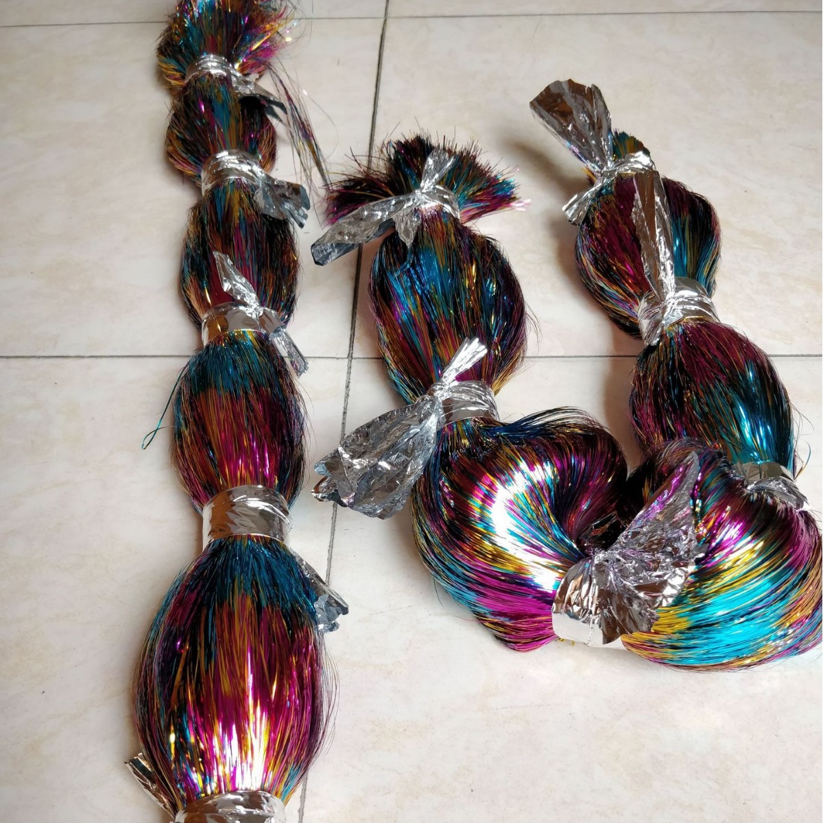 薄金色铝箔纸剪金黄软扁细细丝桃红纸深红纸亮线深蓝亮箔条型带