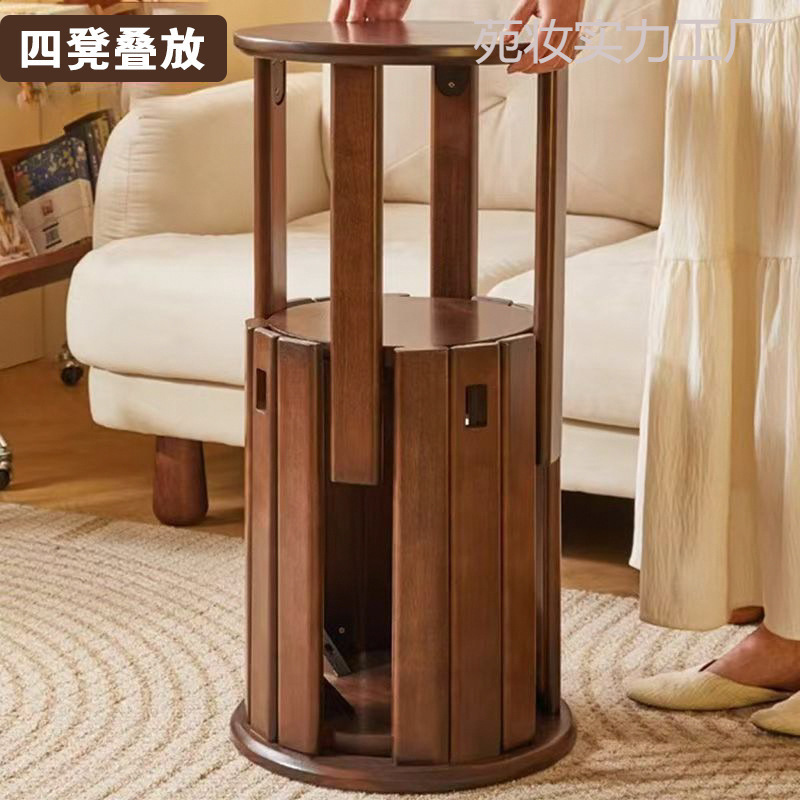 Solid Wood Stacking Stool, Home Multifunctional Low Stool, Dining Room Stool, Bedroom Round Stool Chair, Simple Bench, New Chinese Style Side Table