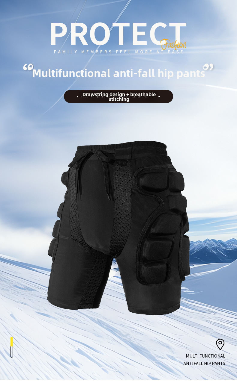 Yetişkin Kayak Kalça Koruma Pantolonu Kaykay Paten Koruyucuları Kalınlaştırılmış Sünger Düşme Önleyici Pantolon Nefes Alabilir Yüksek Elastik Pantolon_voghion.com