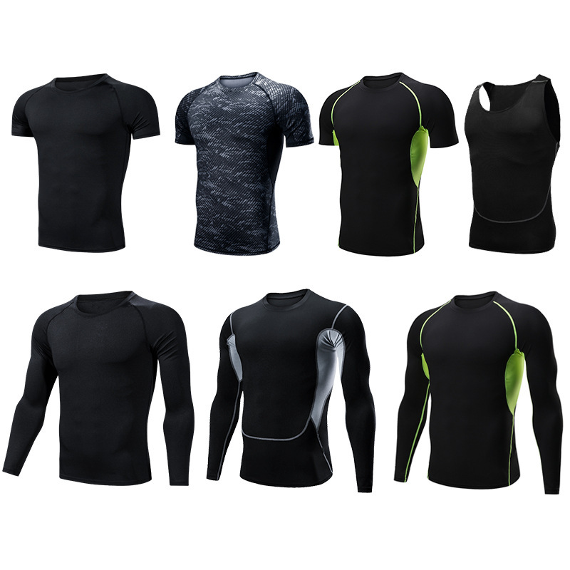 핫 스포츠 탑 남자의 새로운 탄성 통기성 반팔 피트니스 옷 남자 농구 훈련 옷 남자의 빠른 건조 옷