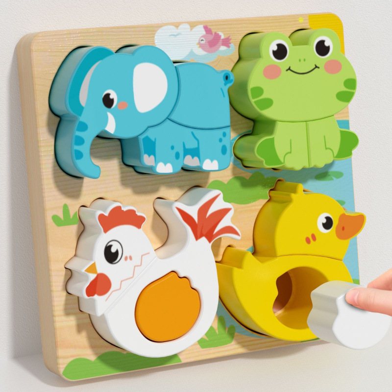 知育子供用パズル 3D 立体おもちゃ モンテッソーリ 木製 赤ちゃん 動物 積み木 識字 1歳半 2歳から3歳|undefined