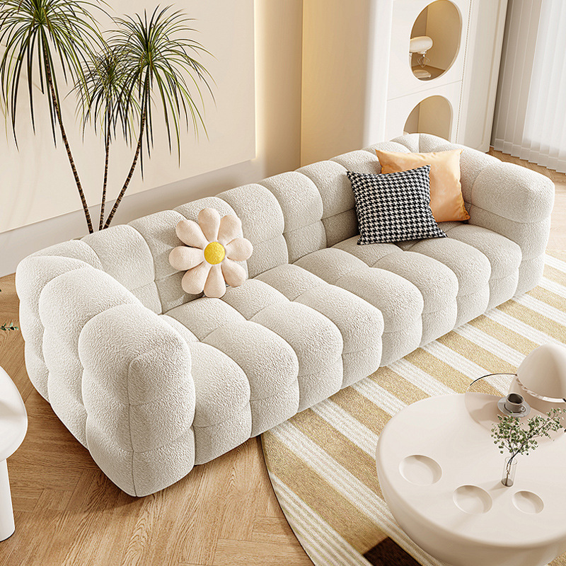 Crema de estilo sala de estar puff sofá diseño maestro recomendado en línea rojo pequeño apartamento lambswool sofá simple moderno