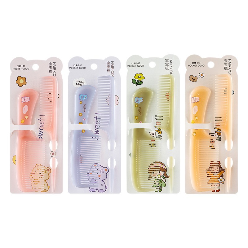 871 Juego de peine pequeño con patrón de dibujos animados Mini peine de peluquería para niños Peine portátil de dientes finos de cola puntiaguda para el cabello suave