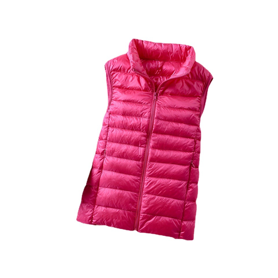 Autumn and winter women's lightweight down vest Korean stand collar short slim vest waistcoat waistcoat manufacturer wholesale