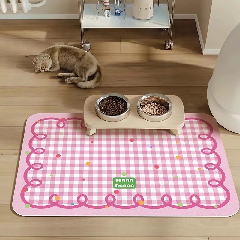 ペット、猫、犬用のクロスボーダー珪藻泥プレースマット、ペットボウル、汚れ防止、飛沫防止、漏れ防止、汚れ防止、お手入れが簡単なフロアマット|undefined