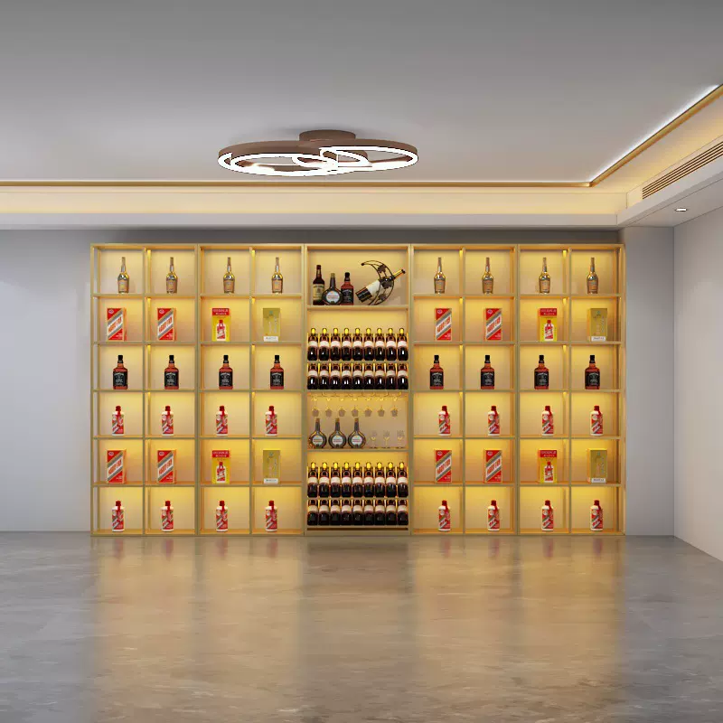 定制轻奢不锈钢恒温酒柜红酒展示架客厅背景墙置物金属装饰柜立柜