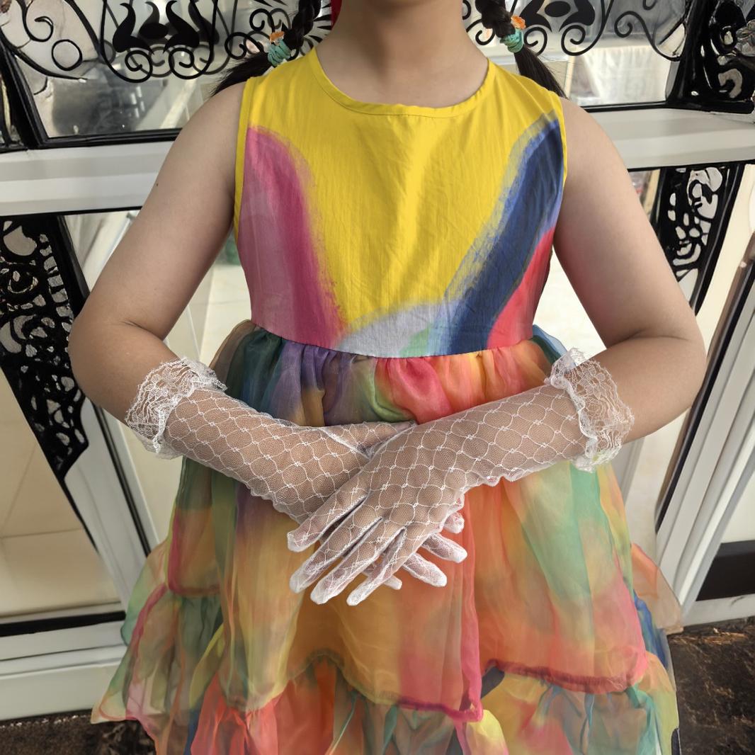 Children's gloves, small princess costume handmade, Hanfu, knitted accessory, lace summer dress 2