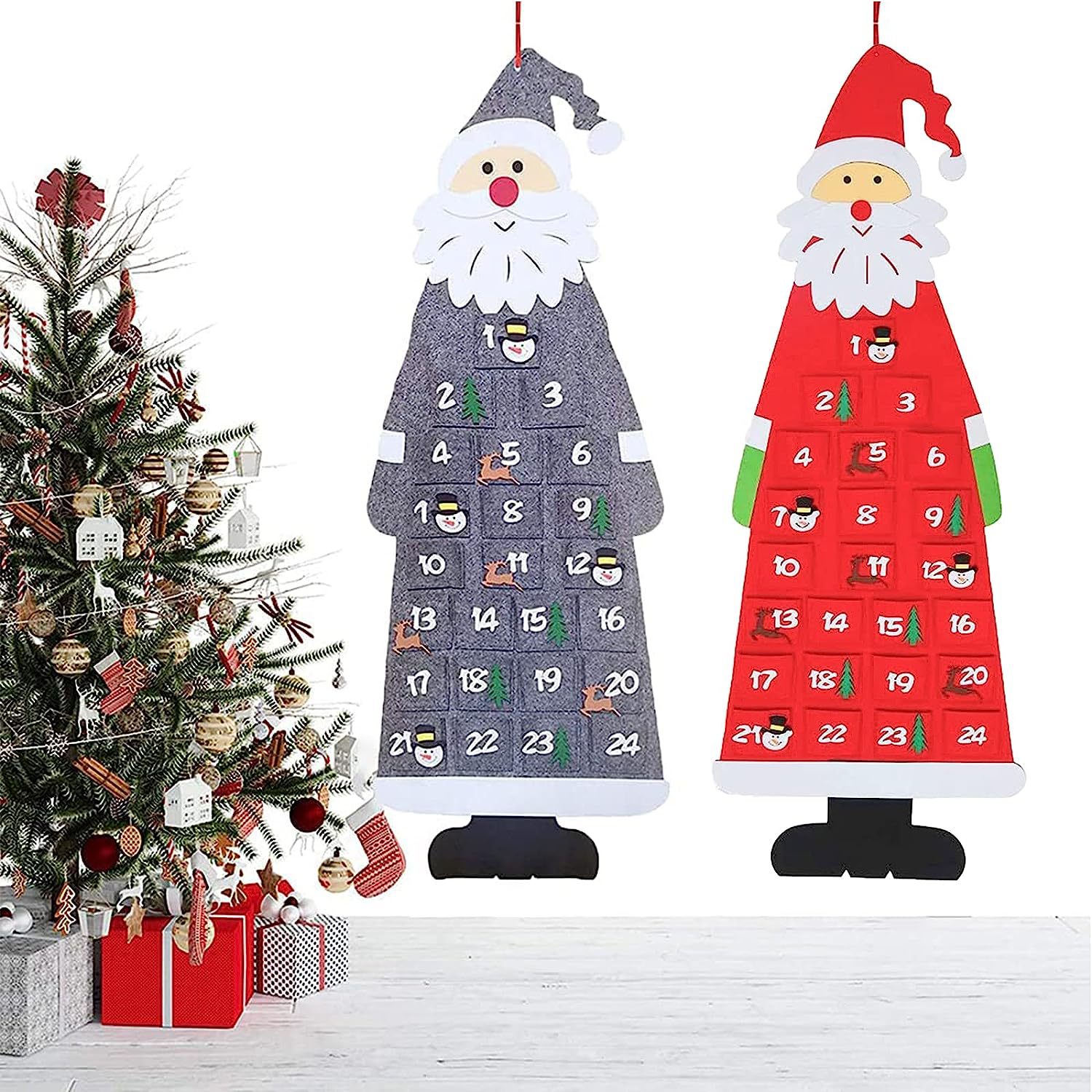 毛毡圣诞树日历圣诞老人圣诞树装饰品圣诞节日挂件圣诞挂墙装饰
