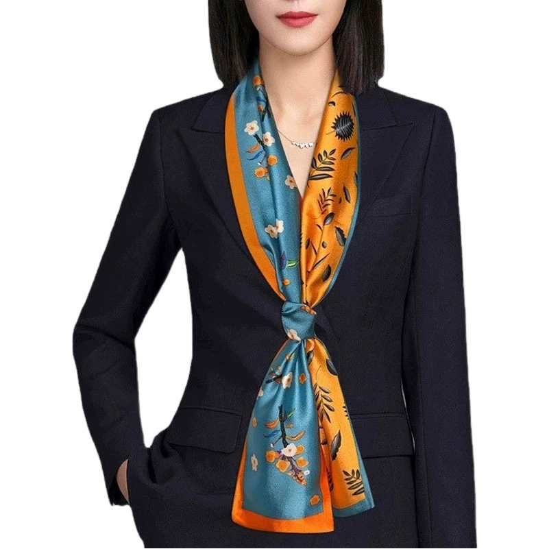 Шелковый шарф длинный весенне-осенне-летний шарф Джокера тонкий южнокорейский костюм украшение рубашки маленький шарф оптовая продажа с фабрики