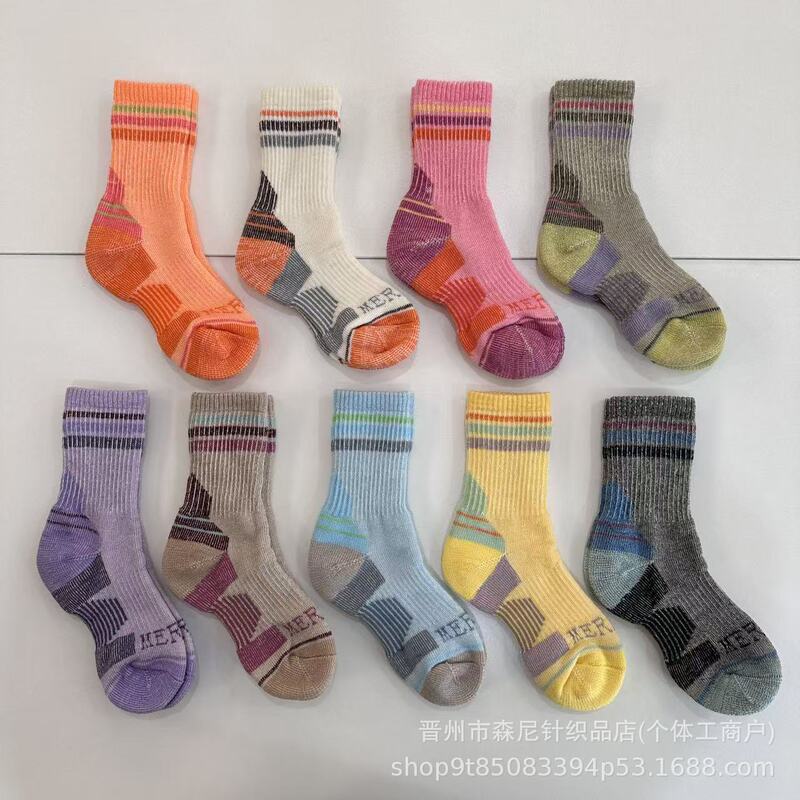 Merino Thickened Warm Mid-Calf Full Terry Outdoor Hiking, Mountaineering, Skiing Socks, Wool Socks, Parent-Child Sports Socks