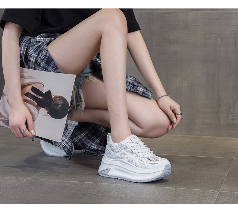 Giày sneaker nữ đế dày tăng chiều cao phong cách thể thao — M2852 be, M2852 xanh, M2852 vàng chi tiết 10