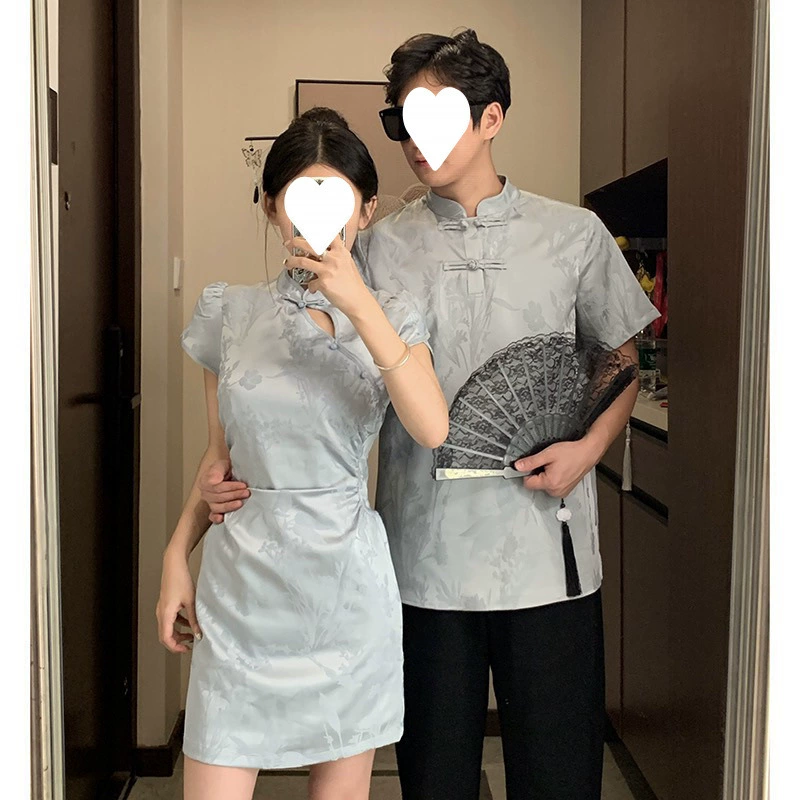 Новый китайский стиль парный комплект: летняя юбка и рубашка в стиле чонсам, национальный дизайн с пуговицами, нишевый стиль, новый высококлассный стиль 2025 года