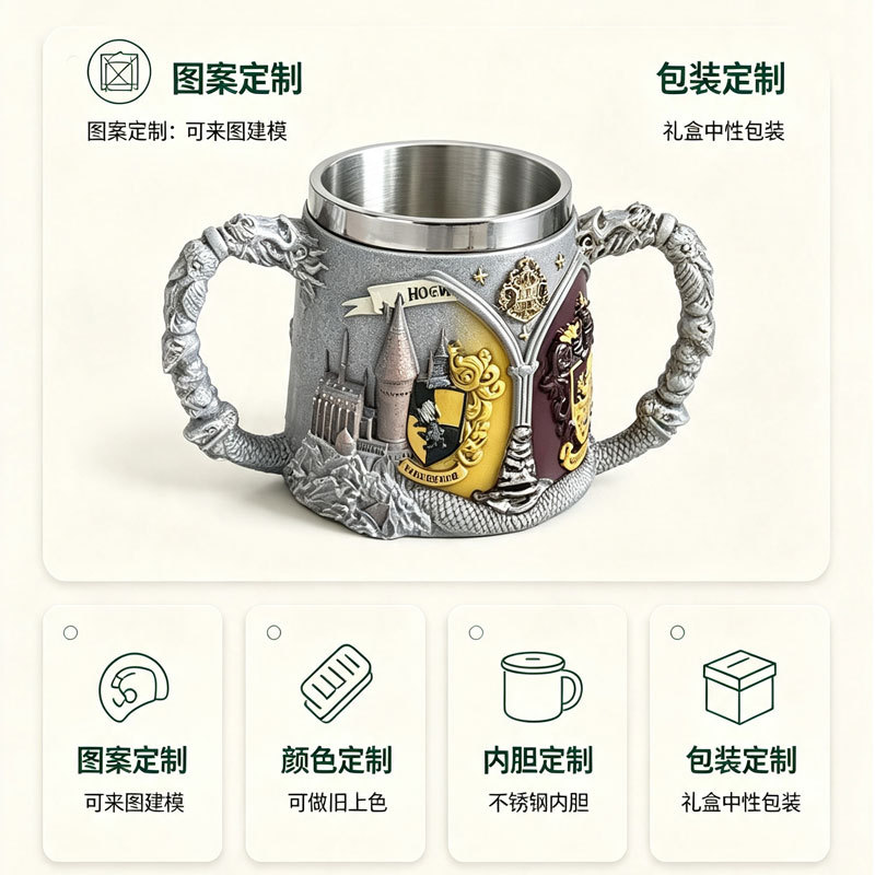 Nueva Taza de Cerveza de Gran Capacidad, Diseño Retro de Dibujos Animados, Taza de Agua de Acero Inoxidable, Taza Creativa de Resina image 4