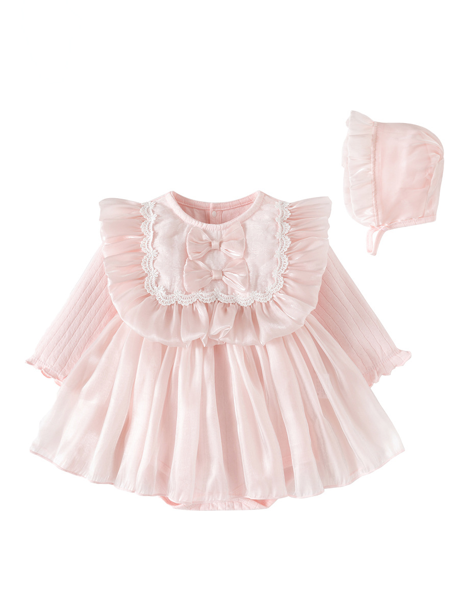 Overall for new born, long-sleeve, cute dress girl's with bow, princess style, children's clothing