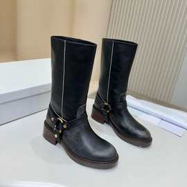 马丁靴女美拉德风棕色短靴2025新款秋夏中高筒西部牛仔靴子骑士靴