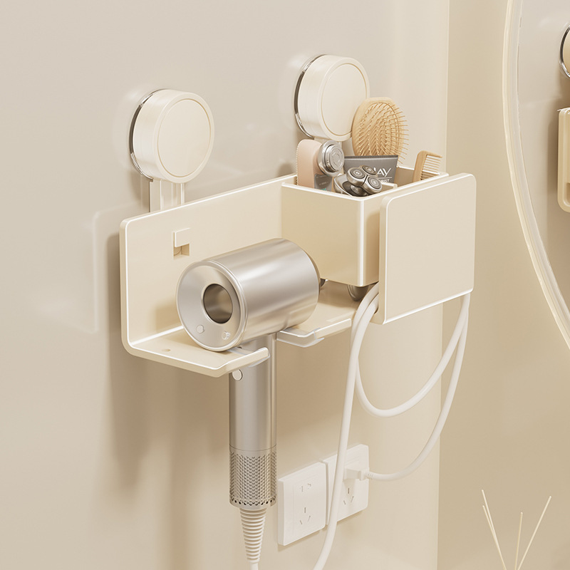 Bandeja de succión de baño, estante para secador de pelo, estante para baño, estante para colgar en la pared para el hogar, soporte para almacenamiento perezoso, estante en la pared