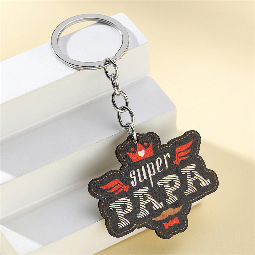 Modern Style Letter Wood Father'S Day Unisex Keychain display picture 3