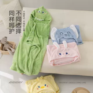 儿童浴袍批发珊瑚绒卡通斗篷宝宝洗澡浴巾连帽儿童浴袍带帽披风