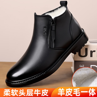 Long Martin boots men's high-top autumn non-slip work boots men's British style all-match black motorcycle leather boots waterproof