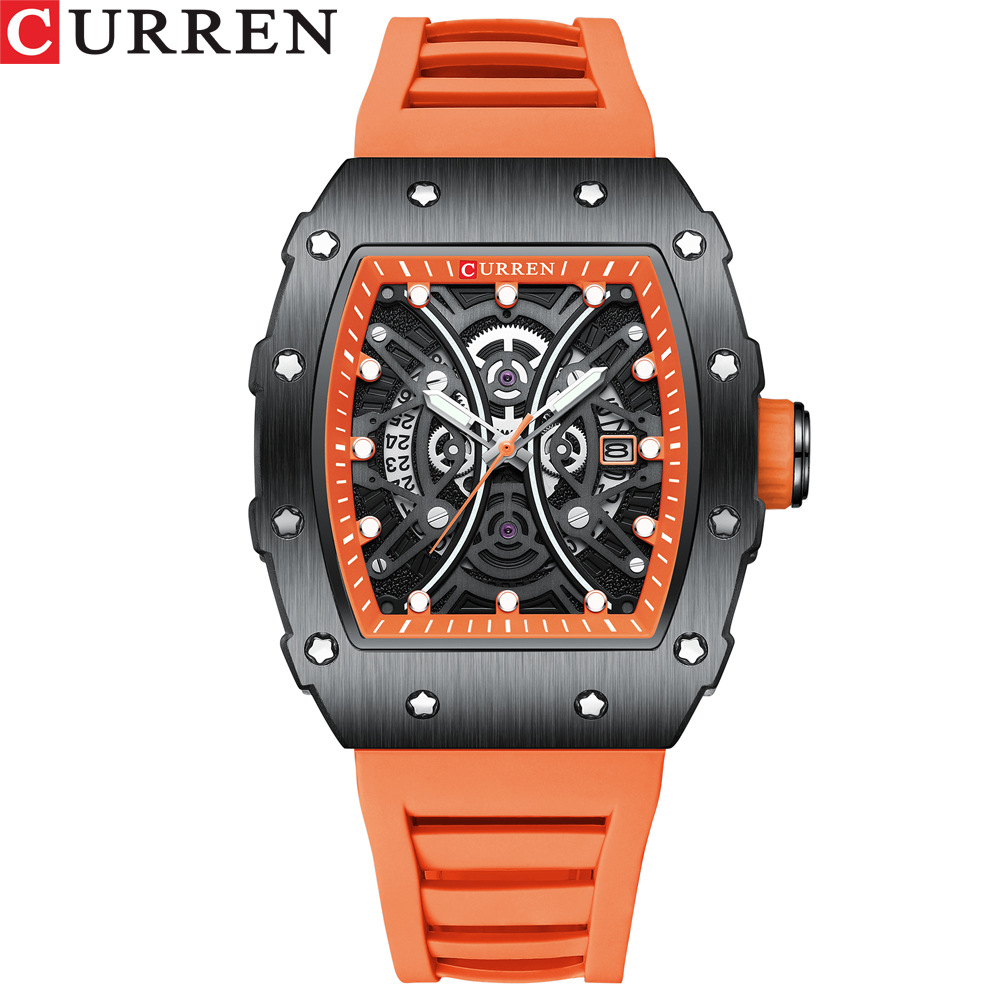 CURREN/Kareen 8438 Men's Square Tape Watch Calendar Waterproof Sports Watch Men's Couple Watch