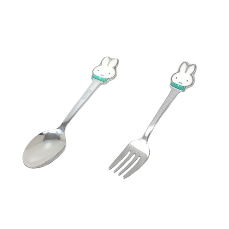 Japanese-made Golden pottery kaneshotoki cartoon Miffy stainless steel children's baby cute tableware fork spoon