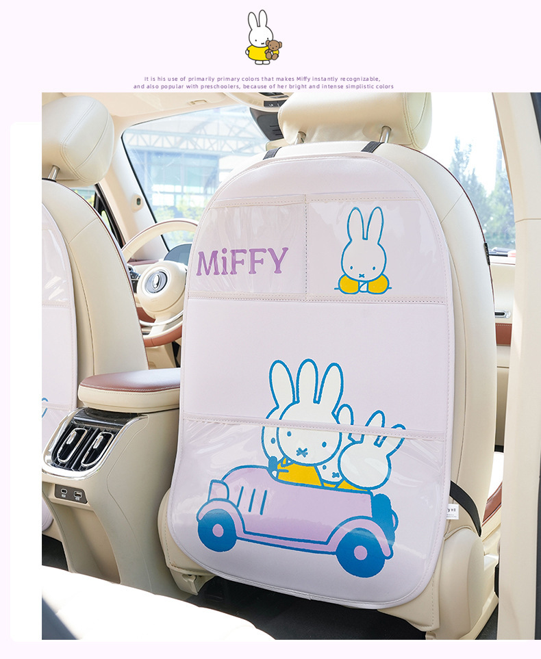 Cartoon Car Seat Anti-Kick Pad, Cute Miffy Car Seat Back Anti-Dirty Protective Pad, Universal Anti-Wear Pad for All Seasons