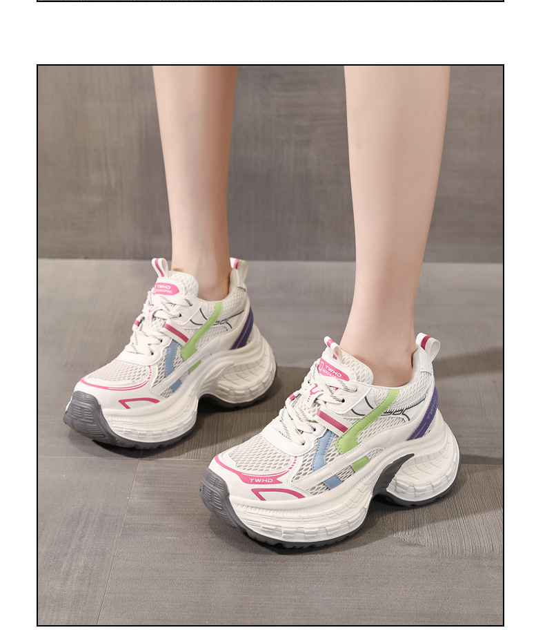 Giày sneaker nữ đế dày phong cách daddy mesh lưới thoáng khí — xanh lam chi tiết 12