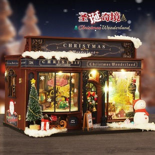 Cross-border Hot New Products Christmas Wonderland DIY Cabin Model Handmade Wooden Assembled Christmas Small House Gift