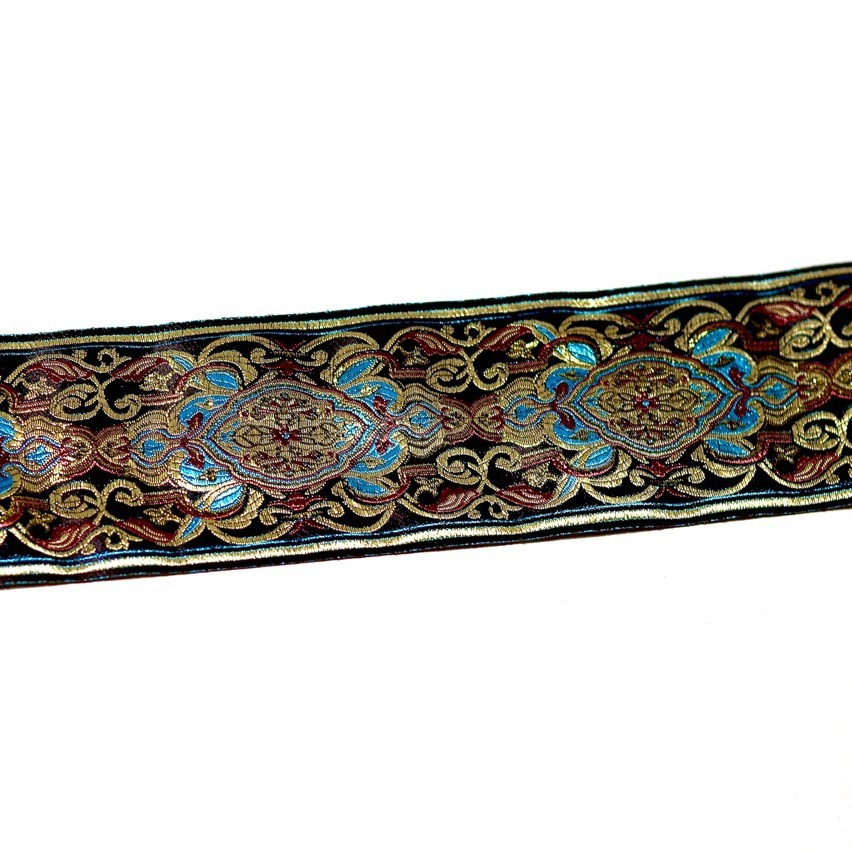 9cm de ancho de alta calidad de hilo de oro cinta étnica ropa collar borde de la manga borde cortina corredor de mesa sofá cojín cinta decorativa