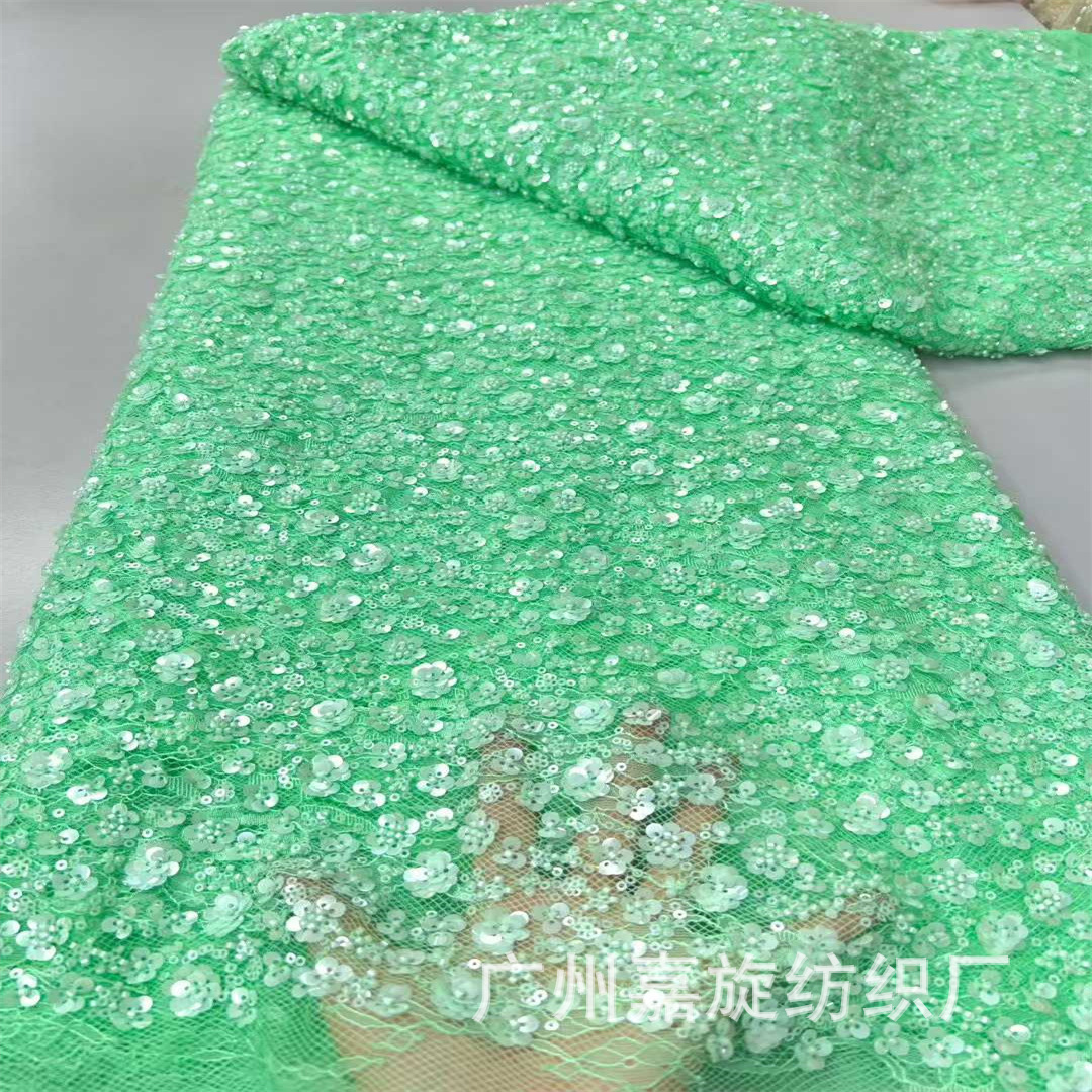 Tela de encaje bordada con cuentas en tubo de patrón irregular estilo europeo y americano, estilo fresco para vestidos, vestidos de novia, tela de encaje para ropa infantil.