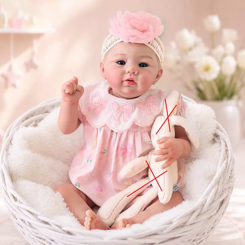Реалистичная кукла Abigail 19 дюймов с ручной росписью розовый цветочный воротник